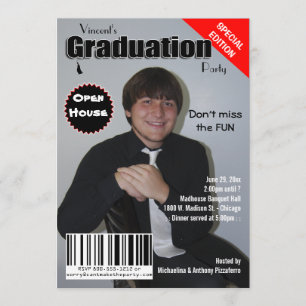 Trendy Magazine Cover Graduation Party Invite