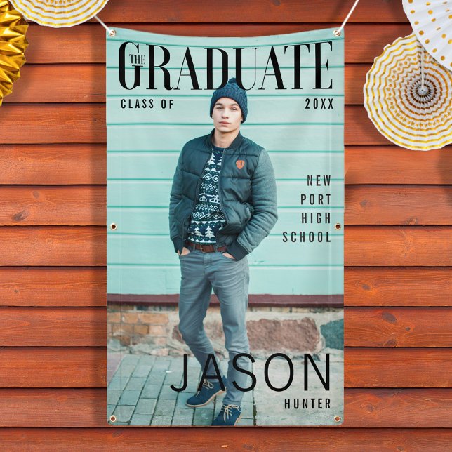 Trendy Magazine Cover Inspired Boy Graduation Banner (Creator Uploaded)