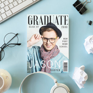 Trendy Magazine Cover Inspired Grad Invitation