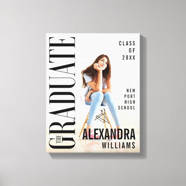 Trendy Magazine Cover Inspired Graduation Canvas Print (Front)