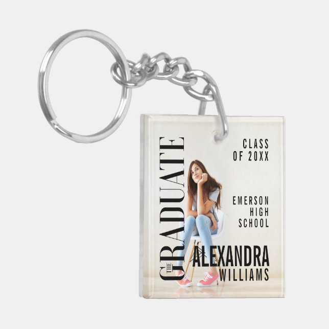 Trendy Magazine Cover Inspired Graduation Keychain (Front Left)
