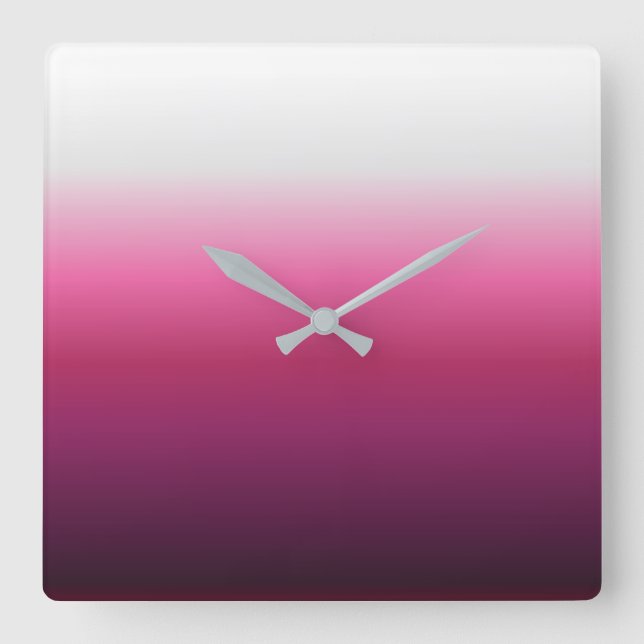 trendy magenta maroon marsala burgundy ombre square wall clock (Front)