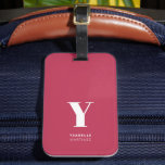 Trendy Magenta Simple Monogram Name Luggage Tag<br><div class="desc">Trendy Magenta Simple Monogram Name Luggage Tag</div>