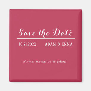 Trendy Magenta & White Save The Date Magnet
