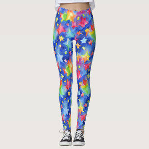 Trendy Magic Colourful Rainbow Stars Pattern  Leggings