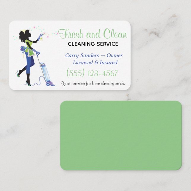 Trendy Maid House Cleaning Service Business Card (Front/Back)