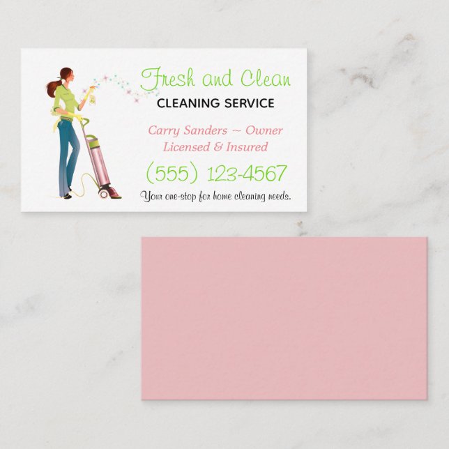 Trendy Maid House Cleaning Service Business Card (Front/Back)