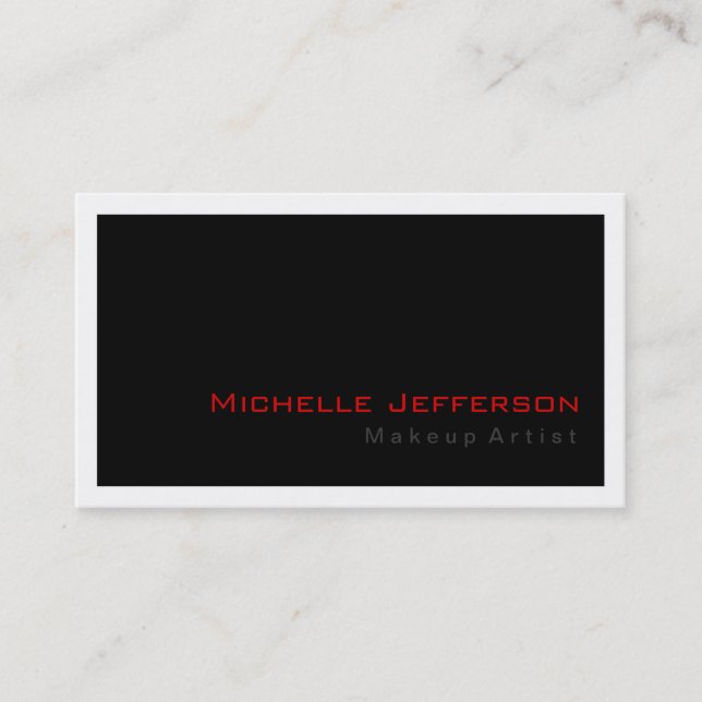 Trendy Makeup Artist Black White Red Business Card (Front)