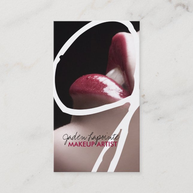 Trendy Makeup Artist Business Cards (Front)
