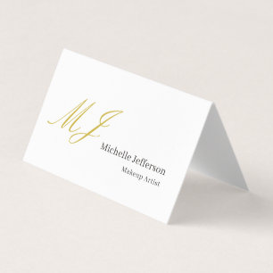 Trendy Makeup Artist Gold Monogram Black White Business Card