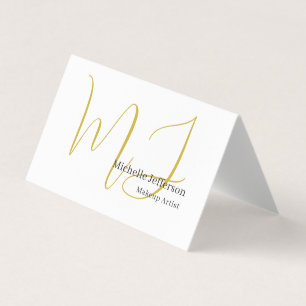 Trendy Makeup Artist Gold Monogram Black White Business Card