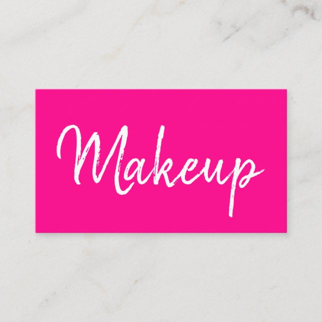 Trendy makeup artist pink handwritten simple salon business card (Front)