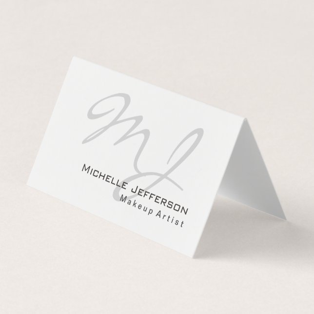 Trendy Makeup Artist White Style Business Card (Front)
