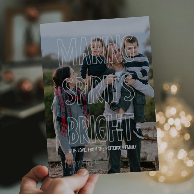 Trendy Making Spirits Bright Overlay Holiday (Trendy Making Spirits Bright Holiday Photo Card)