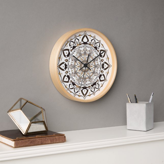 Trendy Mandala Boho Spiritual Timepiece  Clock (Office)