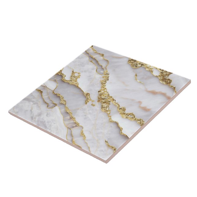 Trendy Marble Agate White Gold Collection Tile (Side)