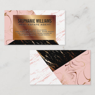 Trendy Marble Colour Block Gold Metallic Business Card