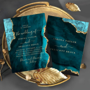 Trendy Marble Gold Wedding Invitation