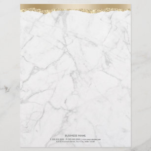 Trendy Marble Stylish Gold Edge Letterhead