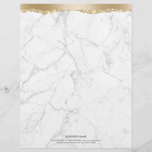 Trendy Marble Stylish Gold Edge Letterhead (Front)