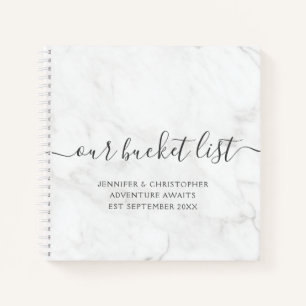 Trendy Marble Typography Our Bucket List Couples Notebook