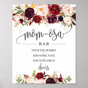 Trendy marsala burgundy boho mom-osa bar sign