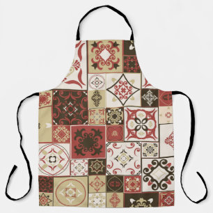 Trendy Marsala Moroccan Tile Pattern Apron