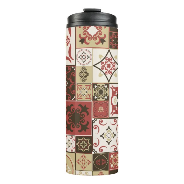 Trendy Marsala Moroccan Tile Pattern Thermal Tumbler (Front)