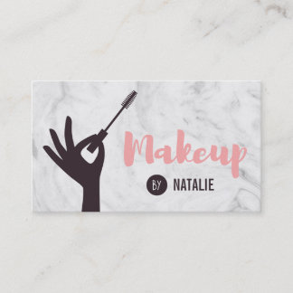 Trendy Mascara Makeup Artist Marble Business Cards