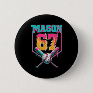Trendy Mason 67 Mem Ice Cream Drip Baseball Birthd 6 Cm Round Badge