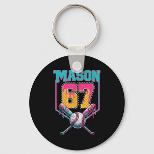 Trendy Mason 67 Mem Ice Cream Drip Baseball Birthd Key Ring