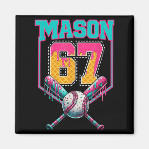 Trendy Mason 67 Mem Ice Cream Drip Baseball Birthd Magnet