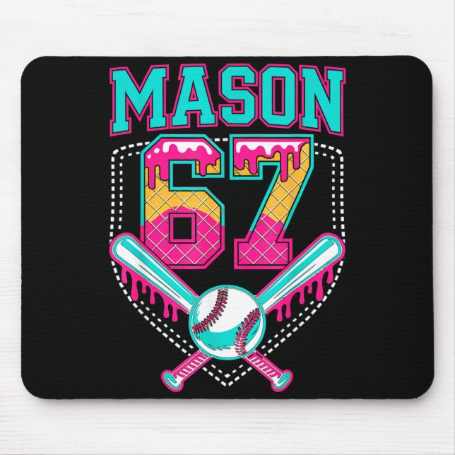 Trendy Mason 67 Mem Ice Cream Drip Baseball Birthd Mouse Mat (Front)