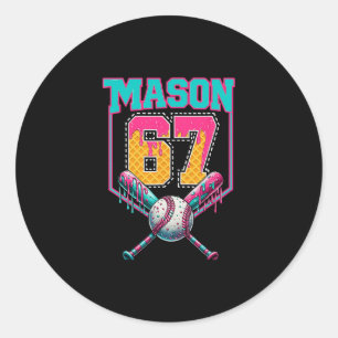 Trendy Mason 67 Mem Ice Cream Drip Sell Birthday C Classic Round Sticker