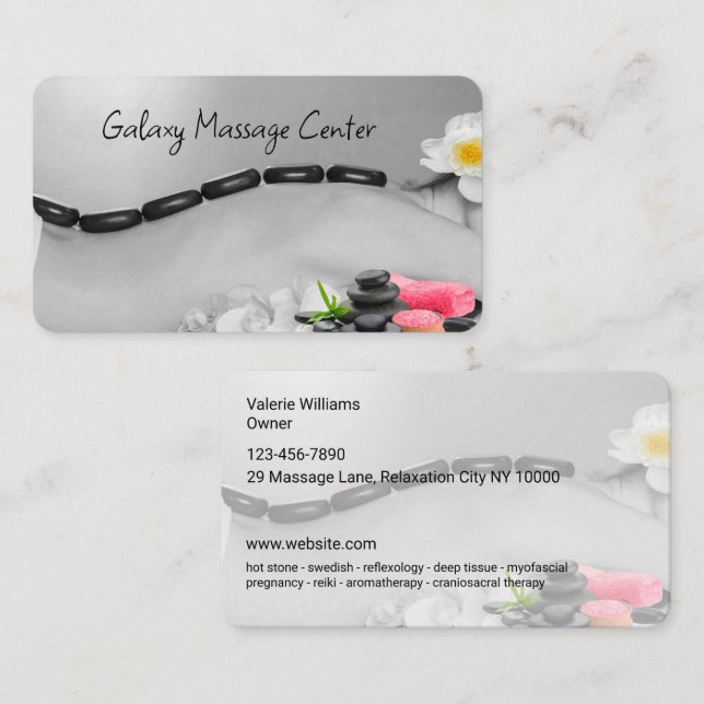 Trendy Massage Rounded Corner Business Cards (Front/Back)