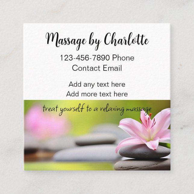 Trendy Massage Therapist Appointment  Square Business Card (Front)