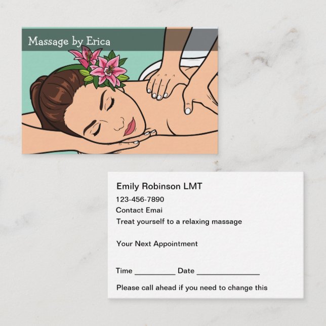Trendy Massage Therapy Appointment Cards (Front/Back)
