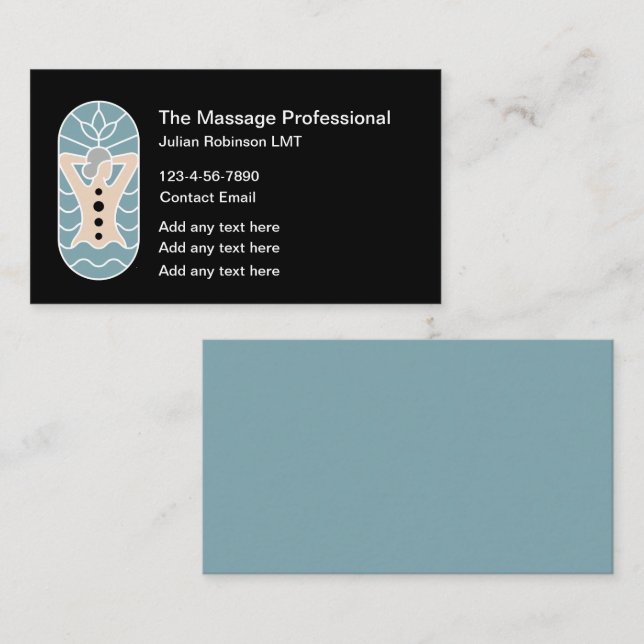 Trendy Massage Therapy Business Cards Design (Front/Back)