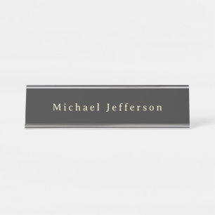 Trendy Matte Black Minimalist Own Name  Desk Name Plate
