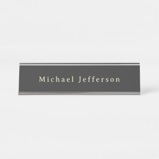 Trendy Matte Black Minimalist Own Name  Desk Name Plate