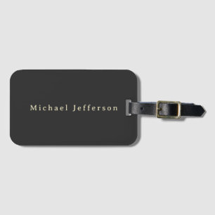Trendy Matte Black Minimalist Own Name Luggage Tag