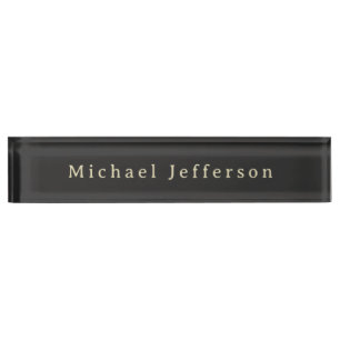 Trendy Matte Black Minimalist Own Name Nameplate