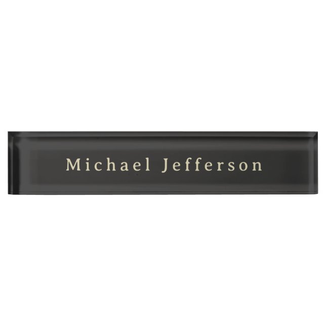 Trendy Matte Black Minimalist Own Name  Nameplate (Front)