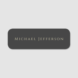 Trendy Matte Black Minimalist Own Name Tag