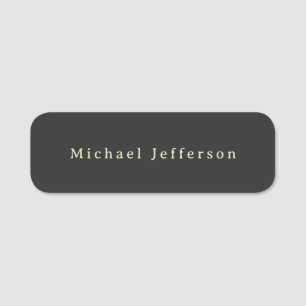 Trendy Matte Black Minimalist Own Name Tag