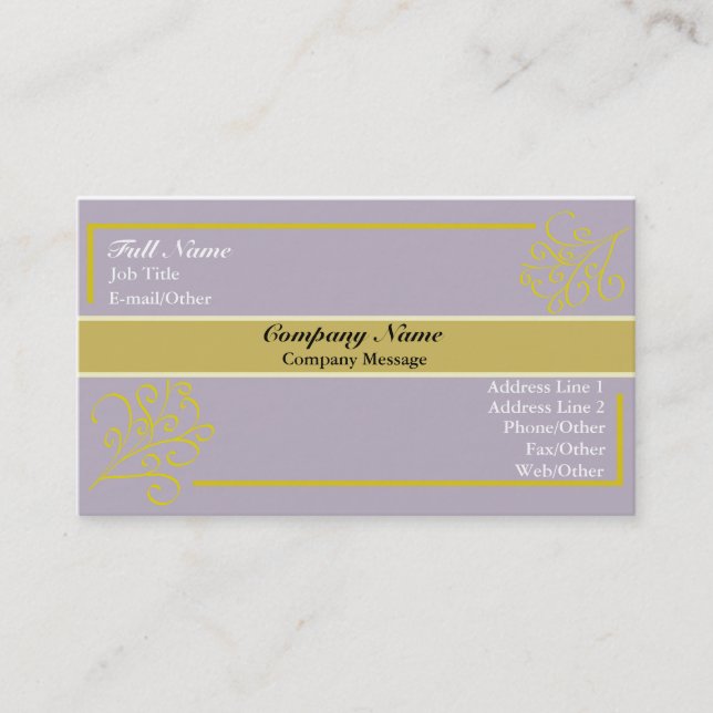 Trendy Mauve And Gold Business Card Template (Front)