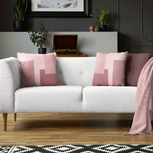 Trendy Mauve Taupe Dusty Rose Colorblock Pattern Cushion