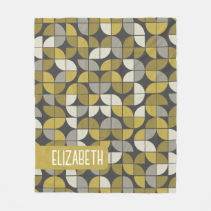 Trendy MCM Half Moon Pattern with gold name block Fleece Blanket