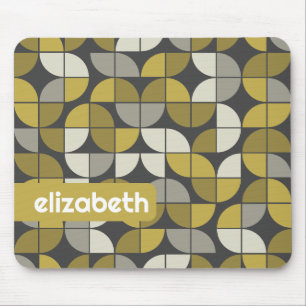 Trendy MCM Half Moon Pattern with gold name block Mouse Mat
