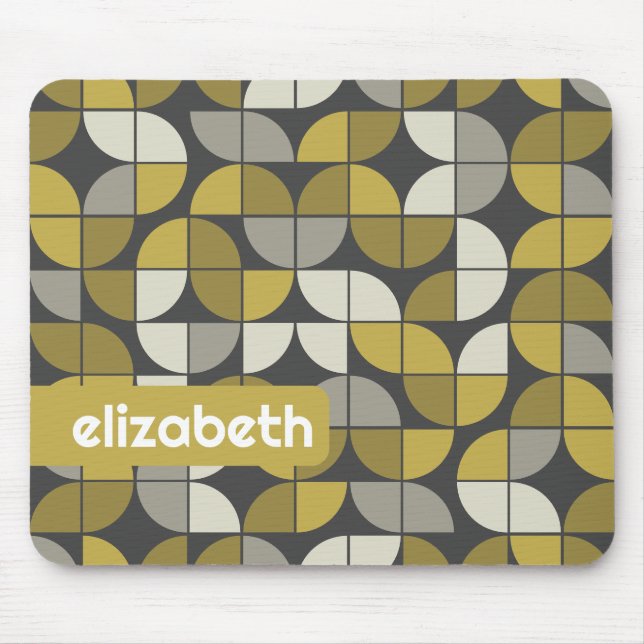 Trendy MCM Half Moon Pattern with gold name block Mouse Mat (Front)